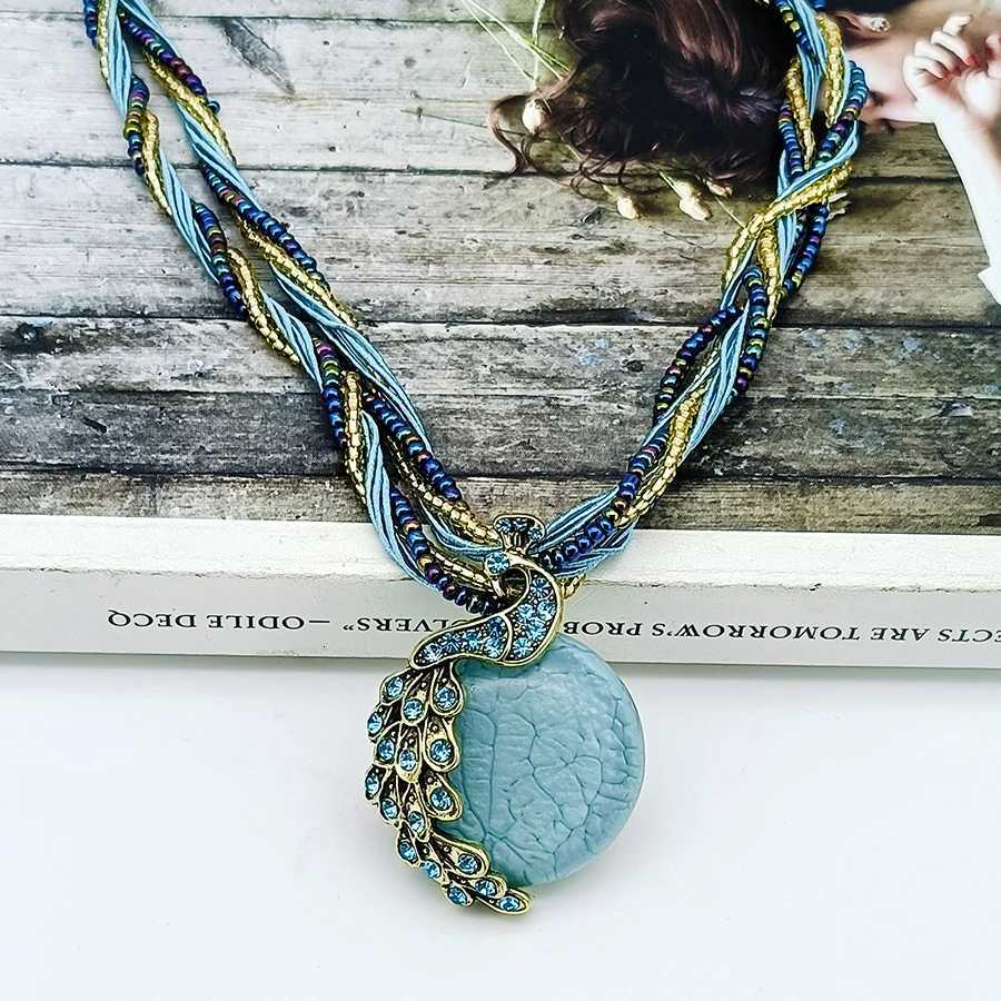 2025 New Fashion Multi-layer Beads Chain Crystal G Stone Pendant Necklaces Boho Statement Jewelry AN001 W250718