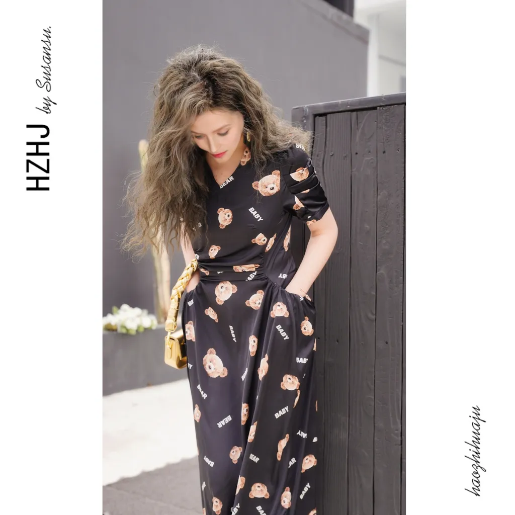 HZHJ Original Designer Spring/Summer Little Bear Small Western Skirt Big Brand Style Small Market