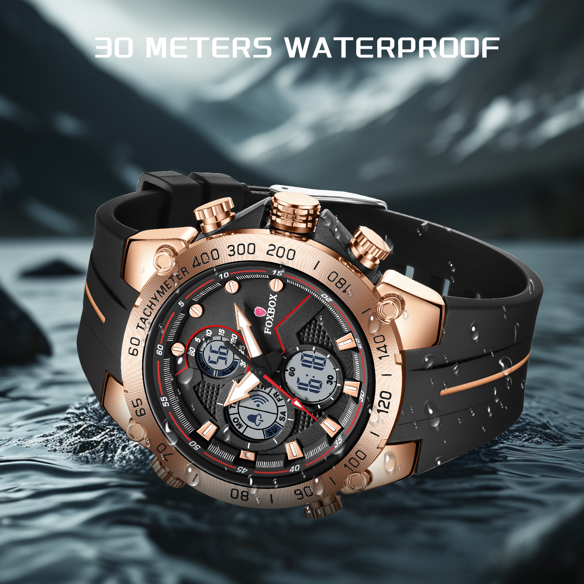 LIGE Men's Quartz Electronic Dual Display Watch Multifunctional Electronic Watch Chronograph Alarm Clock Weekly and Monthly Display 24 Hours Stud