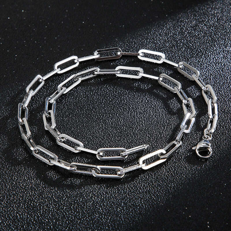 Minimalist Paperclip Titanium Steel Collarbone Necklace for Men and Women, Ins Style Cold Fashion Versatile Accessory