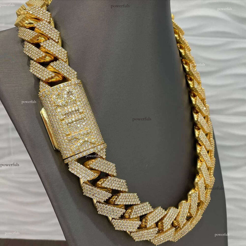 High Quality 22mm Cut Moissanite Necklace 14k Gold Plated Platinum Sterling Sier Ice Hip Hop Chain Popular Accessories