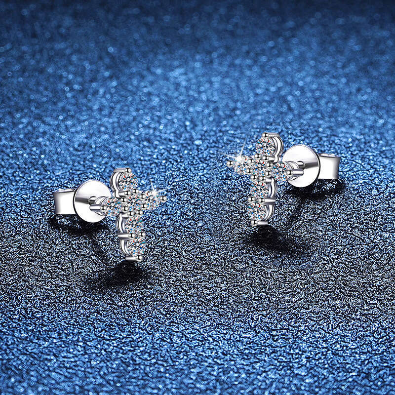 S Pure Sier Simple Korean Style Cross D Color 36 Points Moissanite Earrings for Women ad8