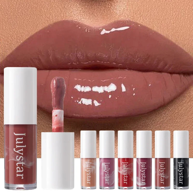 7 Color Mirror Brown Liquid Lipstick Waterproof Lasting Moisturizing Water Light Lip Gloss Non Stick Cup Lip Oil Makeup Cosmetic 250717