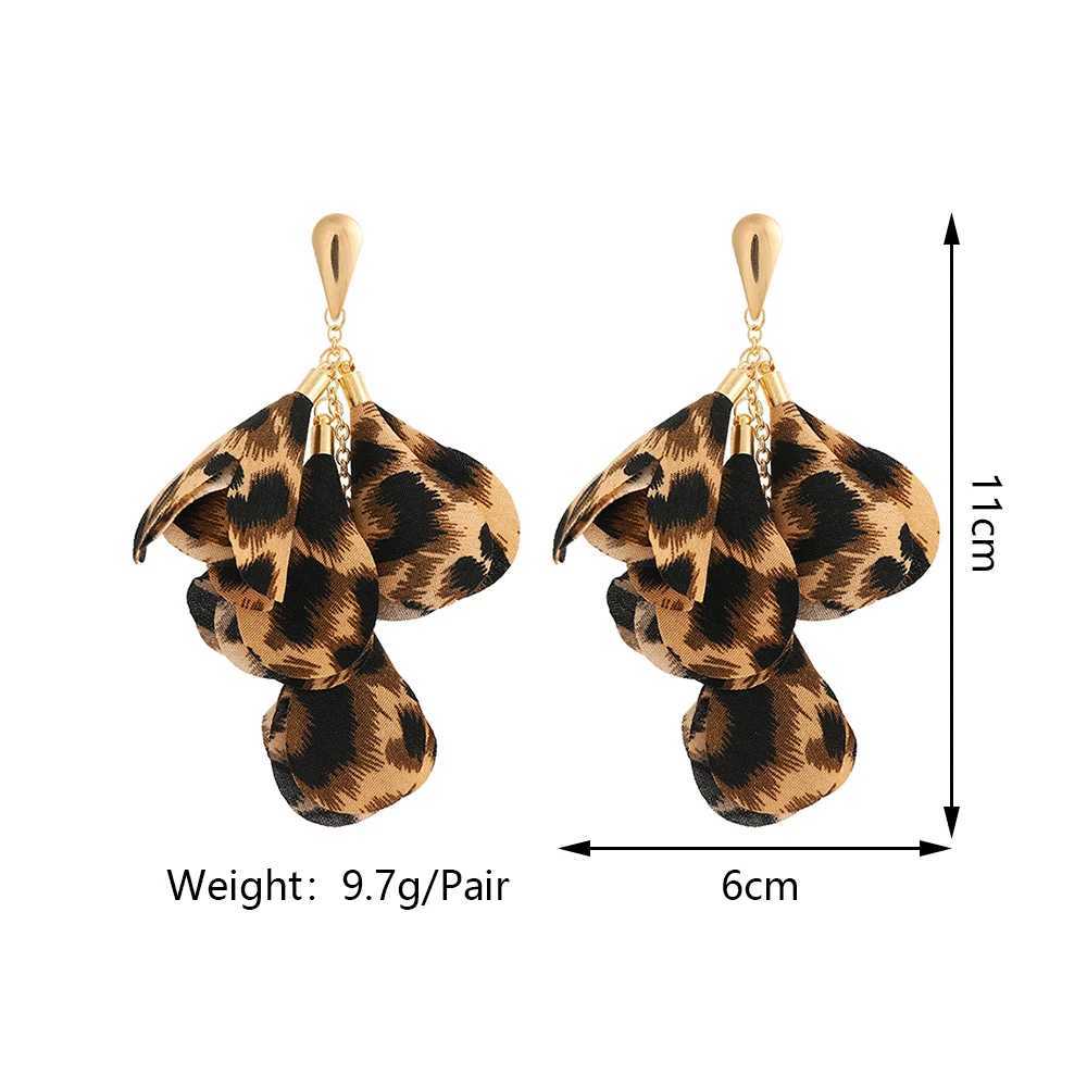 Boho Fashion Elegant Leopard Flower Long Tassel Dangle Earrings For Women Luxury Designer Wedding Party Jewelry Ear Accessories XJ250718