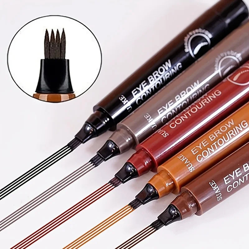 Long-lasting non-smudge liquid eyebrow pencil exquisite eyebrow makeup eyebrow care four-head forked eyebrow pencil gift 250712