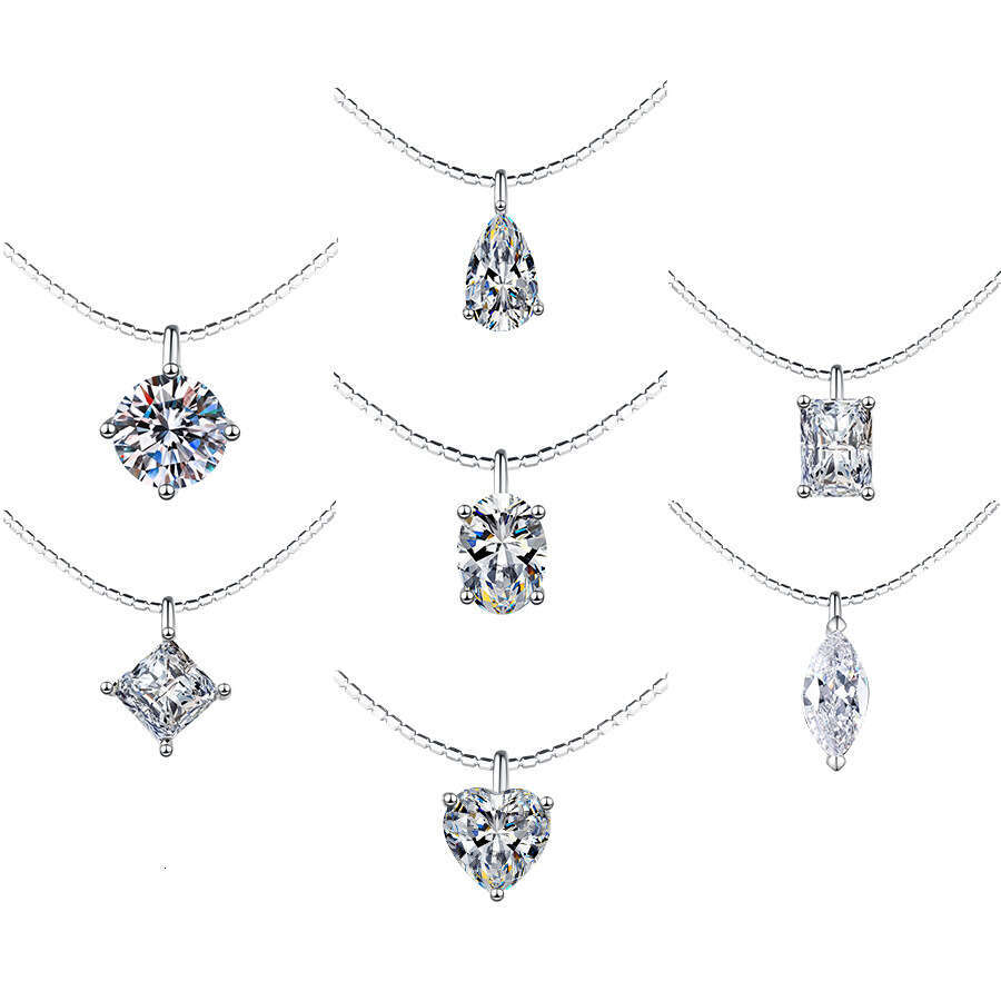 Inss Sier Pendant Moissanite Clavicle Chain Detachable Korean Style Choker Necklace for Women 832