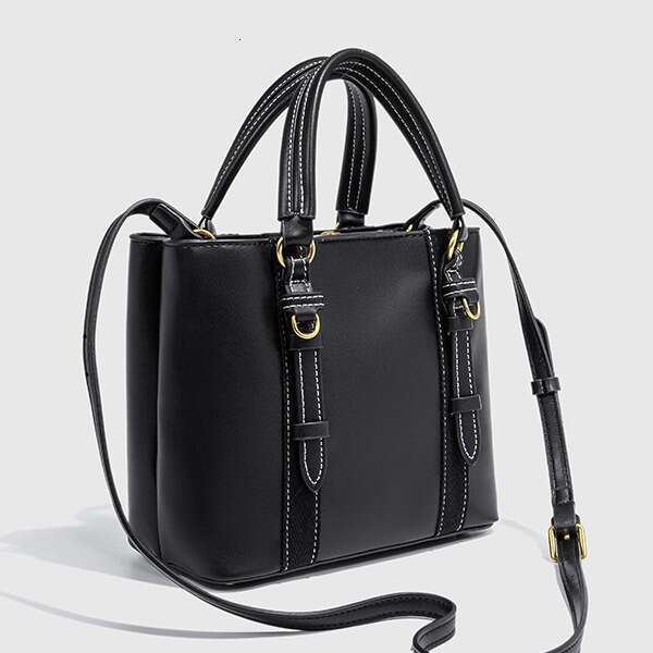 Leather Bag Bucket Bag Tote Bag Trendy Women S New Black Mini City Handbag Crossbody Versatile Shoulder Bucket Bag