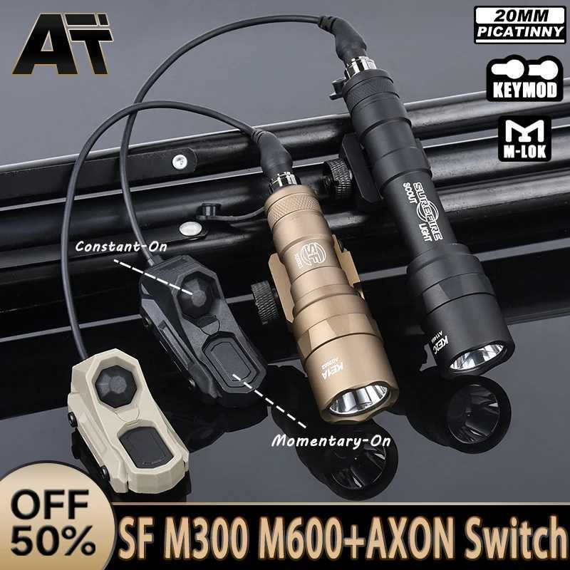 510/600 Lumens White D Light AXON Dual Switch Fit 20MM Rail Hunting Weapon Light SF Surir Tactical Flashlight M300C/M600U XJ250718