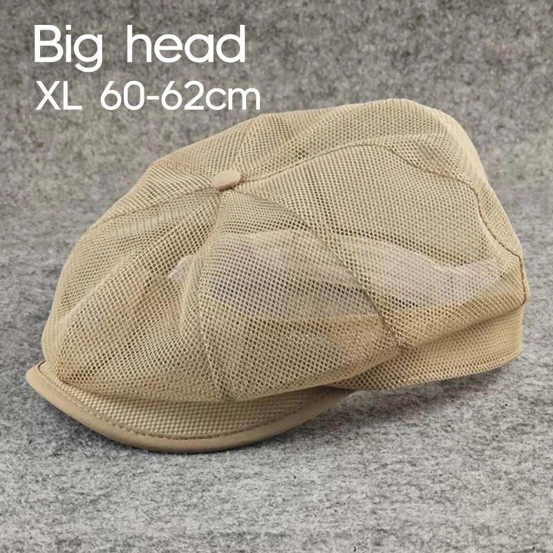 2024 Spring Summer Cool Mesh Beret Octagonal Hat Women Dad Ivy Cap Man Big Size sboy Caps M L XL 250712