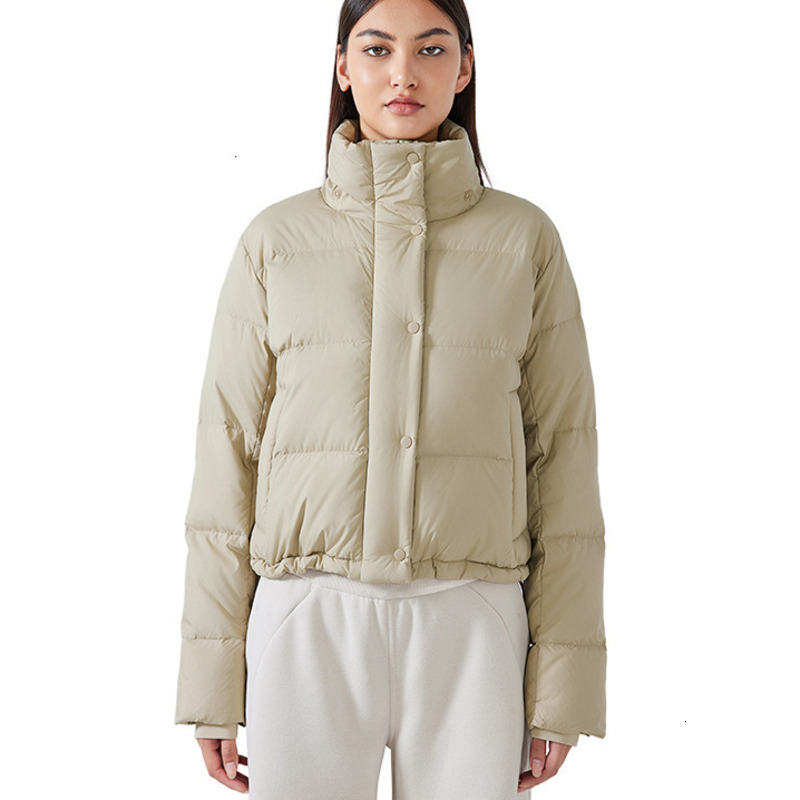 Yoga Outfits Women Cropped Duck Down Jacket with Hood Autumn Winter Warm Oversized Casual Short Thick Outwear Female Puffer Coat