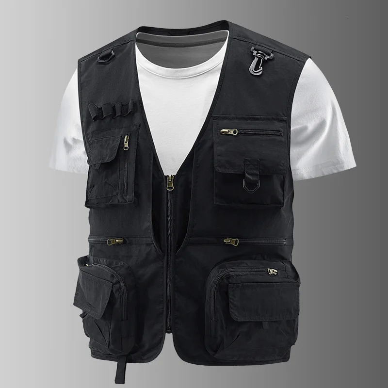 Summer Outdoor Work Men MultiPocket Vest Thin Fishing Pography Mens Coat 250707