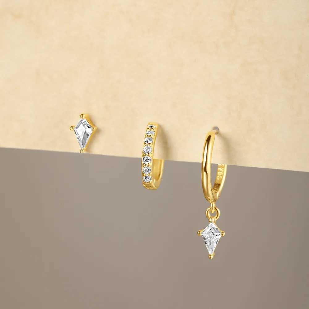 3PCS Unique Cubic Zirconia Star Dangle Hoop Earrings Set for Women Tiny Stud Ear Cartilage Piercing 3 Holes Mismatched Jewelry XJ250718