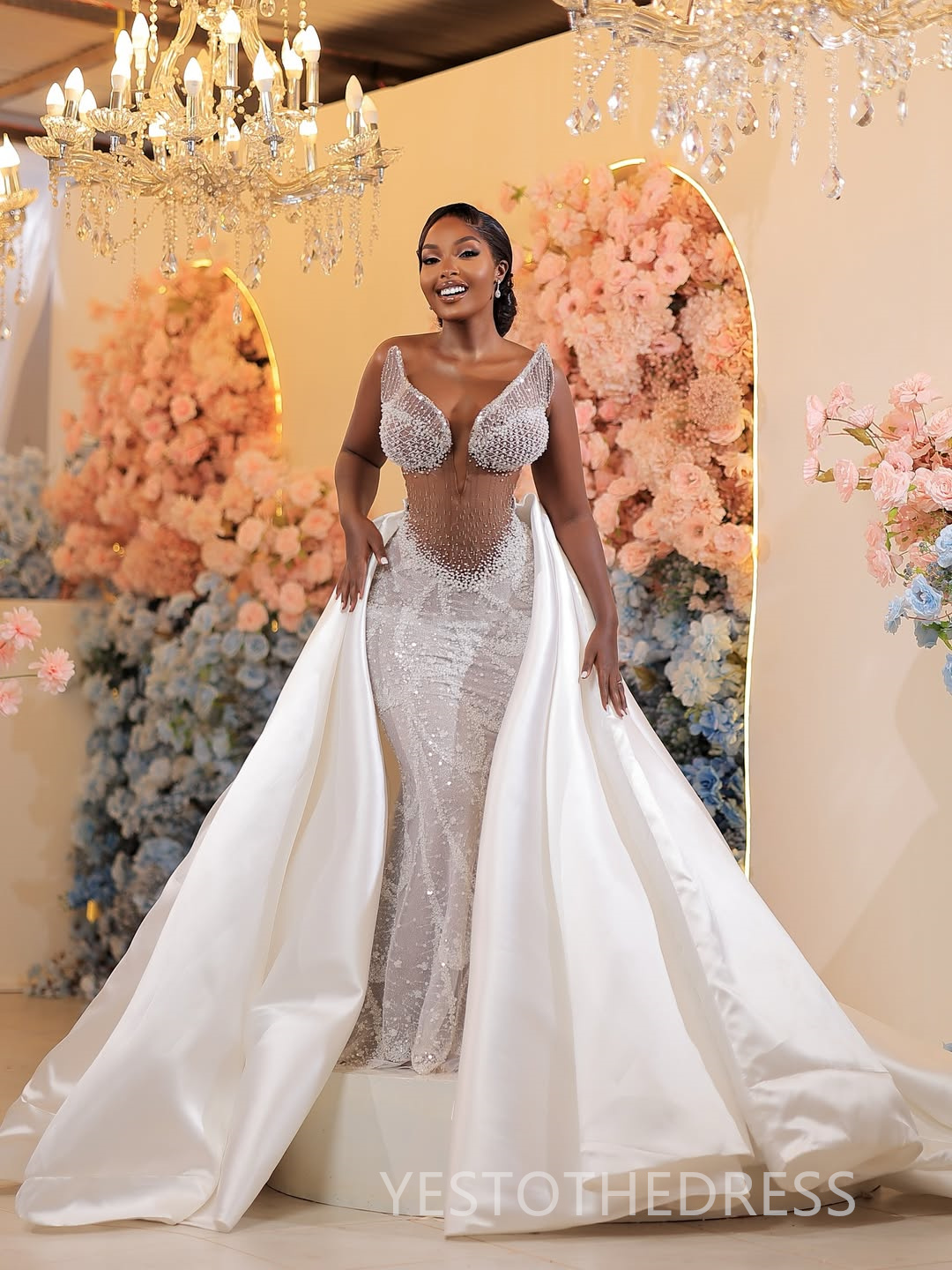 2025 African Ivory Aso Ebi Prom Dress Mermaid Prom Dresess Evening Formal Gowns V Neck Sexy Beaded Lace Pearls Birthday Second Reception Gown For Blac