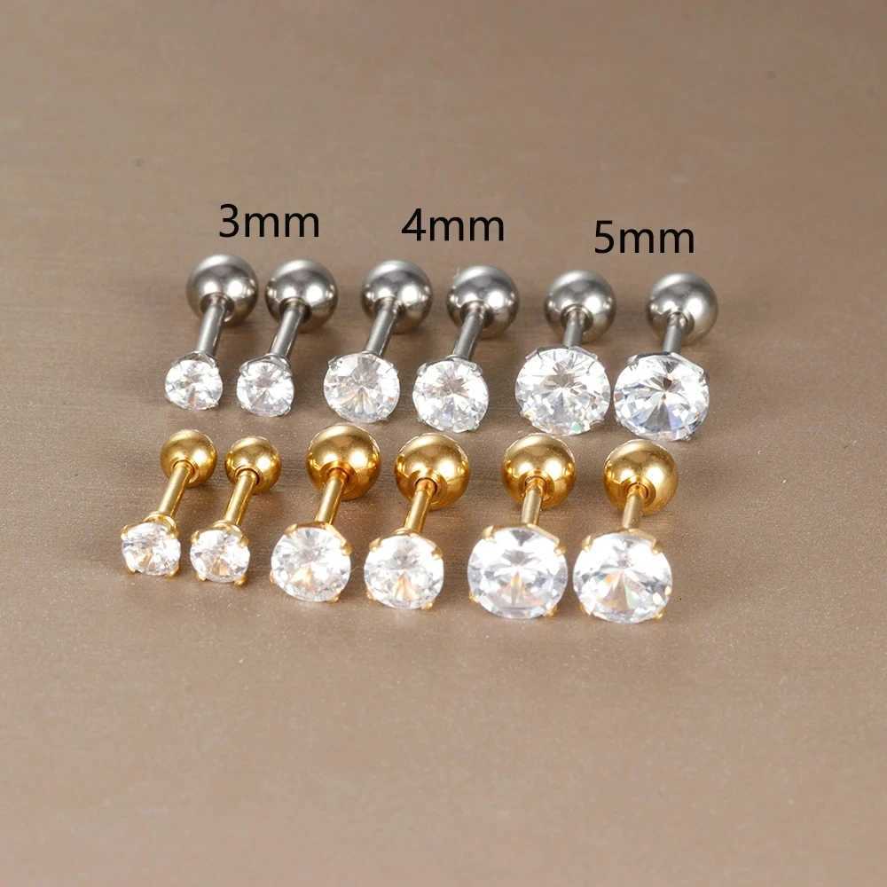 2PC Stainless Steel 4 Prong Zircon Stud Earrings for Women/Men 3/4/5/6mm Tragus Cartilage Standard Lobe Daith Piercing Jewelry XJ250718