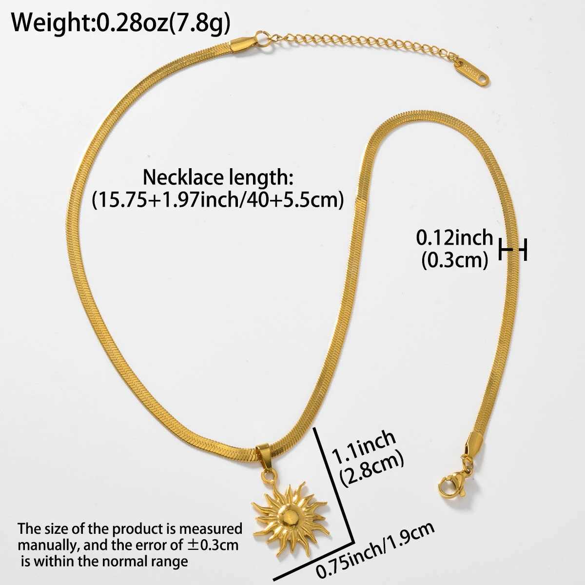 Stainless Steel Golden Fashion Sun Pendant Necklace For Women Girl New Concise Solar Neck Chain Jewelry Gift for Anniversary W250718
