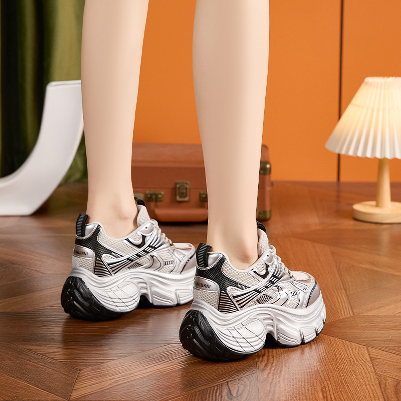 Dad Shoes Women 2025 Spring/Summer New Style Fashion Mesh Shoes Casual Sports Shoes Versatile Thick Bottom High-Heel Women's Shoes