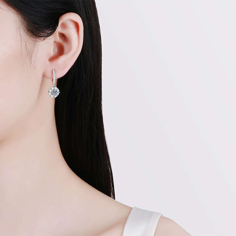 S Pure Sier Plated PT950 Versatile Blooming Stud 50 Points D Color Moissanite Earrings Women's Jewelry 77f