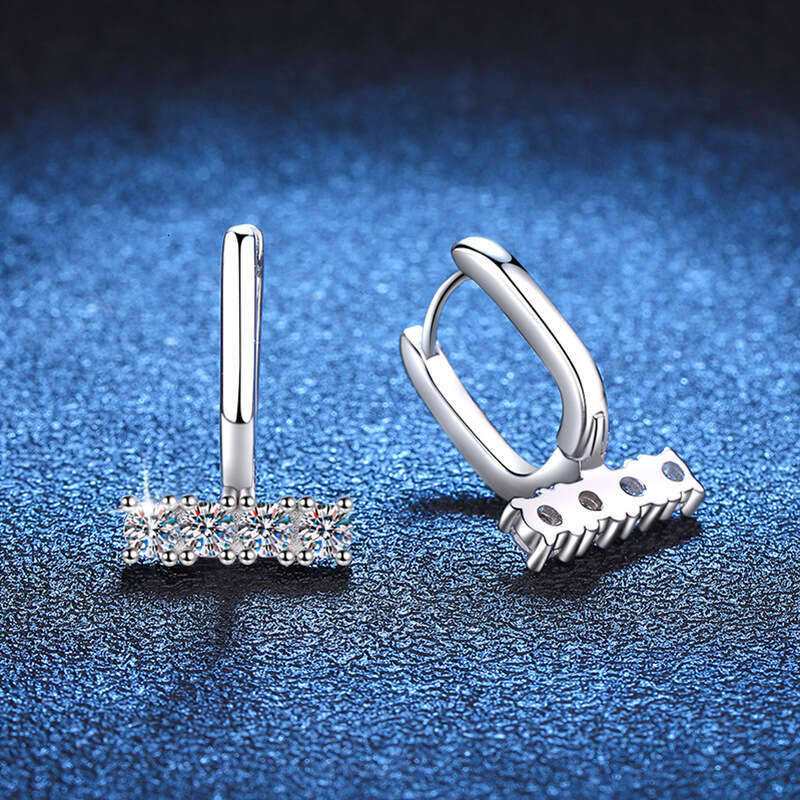 S Sier U-Shaped Star Style Single Dia 10 Points D Color Moissanite Stud Earrings for Women e4a