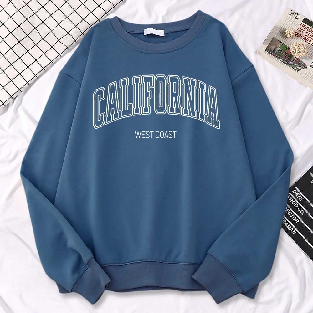 Winter Fashion WomenS Sweatshirts California West Print Hooded Crewneck All-Math Pullovers Loose Warm Female Streetwear Z250719