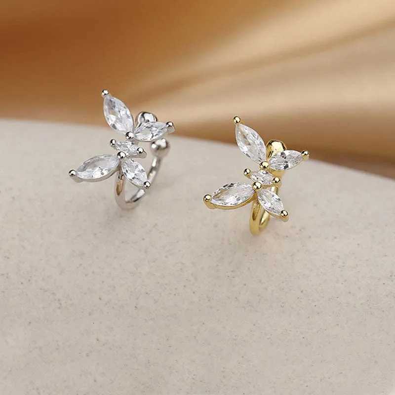 1Pcs Gold Color Zircon Butterfly Ear Clip Female Luxury Shiny Crystal Non-Piercing Fake Cartilage Ear Cuff Jewelry Gifts XJ250718