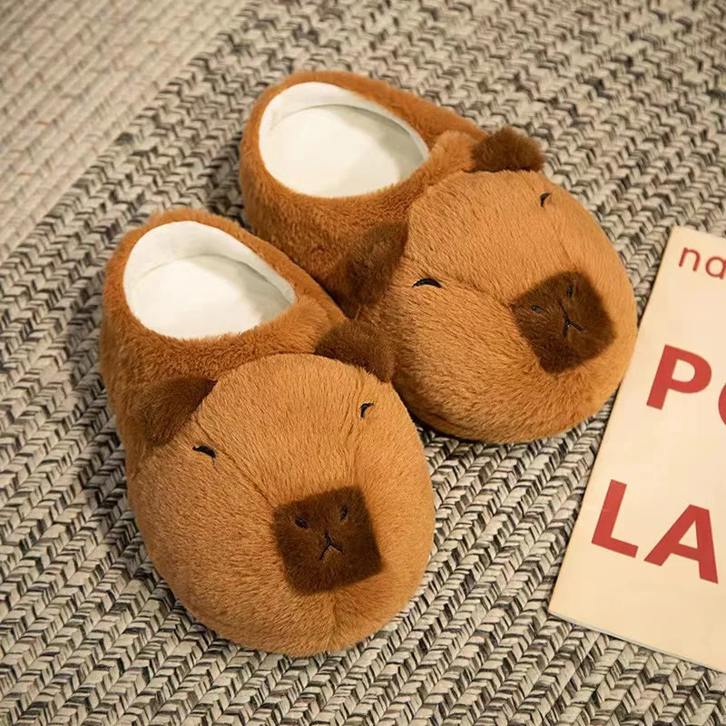 Cute Cartoon Capybara Cotton Slippers Half Wrap Heel Home Soft Non-slip Warm Breathable Indoor Plush Shoes Couple Slippers 250716
