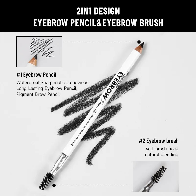 Black Double-ended Eyebrow Pencil Is Naturally Waterproof Sweat-proof and Smudge-proof Suitable for All Skin Colors 250712