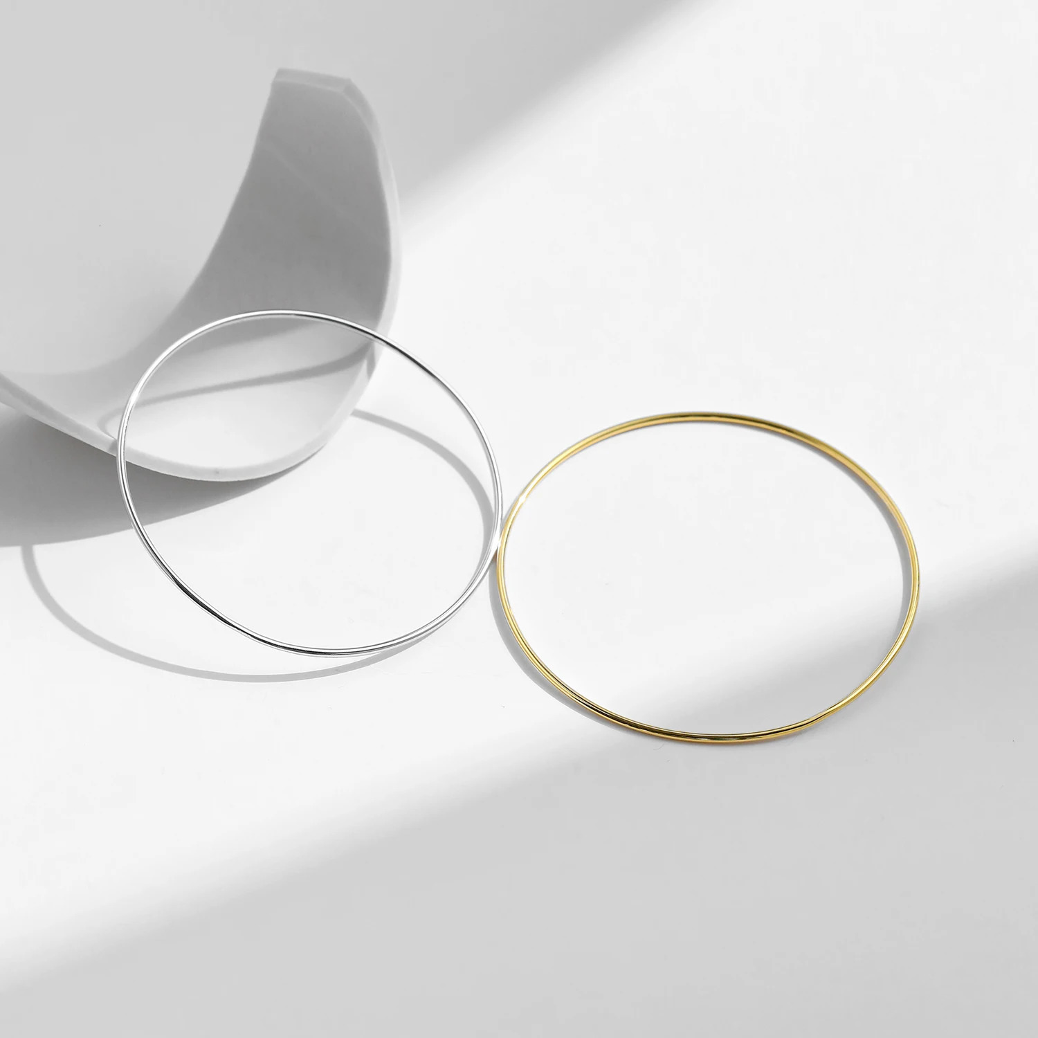 MODIAN Minimalist 925 Sterling Silver Smooth Stackable Bangle Platinum Plated Bracelets For Women Fine Jewelry 250716