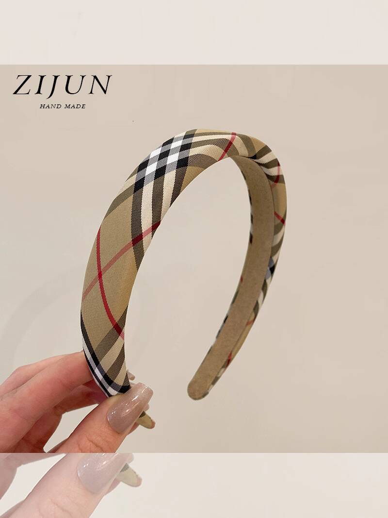 Plaid for Women Classic High Crown Pressure Hairband Versatile Sponge Tie Face Washing Headband Korean Hair Accessories ddmythur