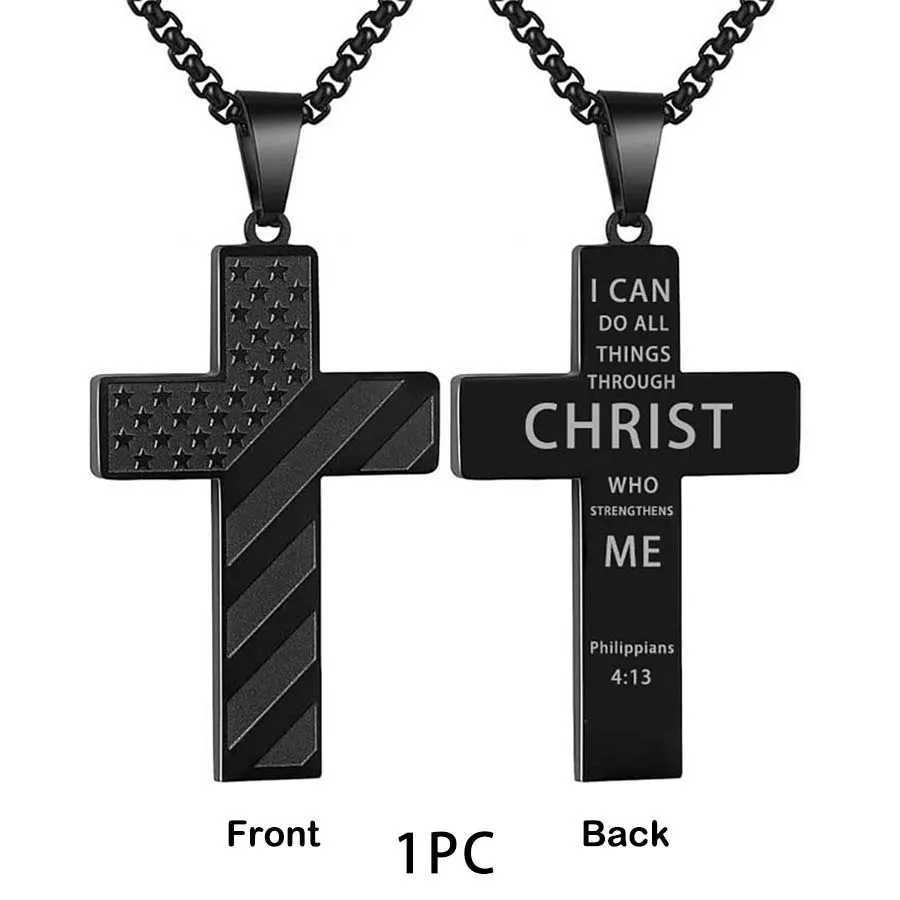 Collier Hme Ma Stainless Steel Necklace USA Flag Cross Necklaces for Men Collar Hbre Bib Verse Necklace Mens Jewelry W250718