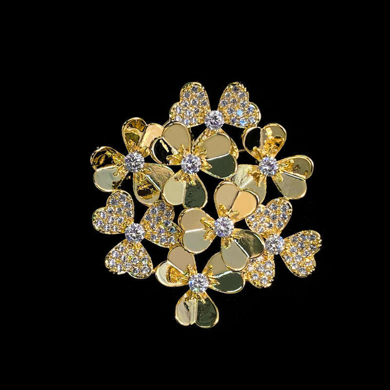 Xiliang Concubine Copper Zirconia Light Niche Flower Brooch High-end -style Designer Jewelry Coat Exquisite Pin