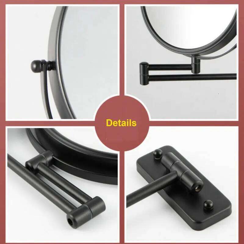 9" Shower 1X/10X Magnification Double Sided Vanity Makeup 360 Rotating Extendable Bathroom Mirror