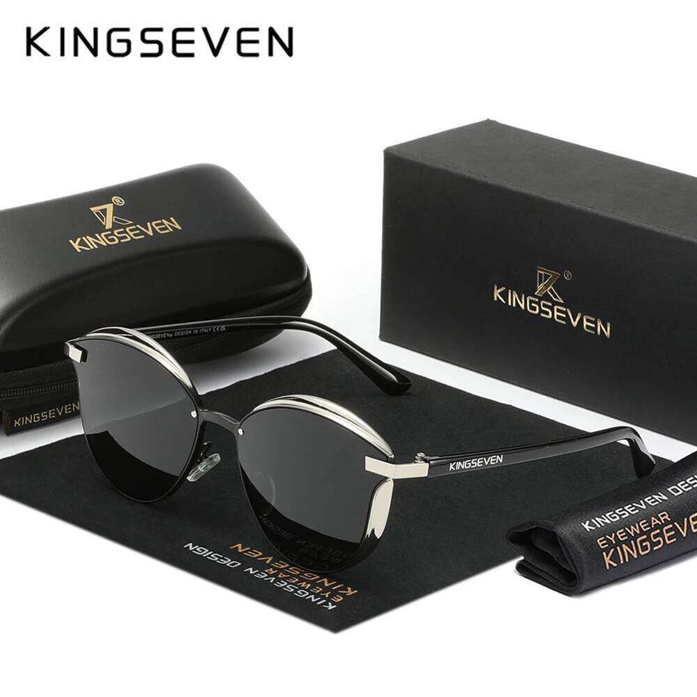 Genuine KINGSEVEN Cat Eye Women's Glasses Polarized Sunglasses UV400 Lens for Lady Eyewear Accessory