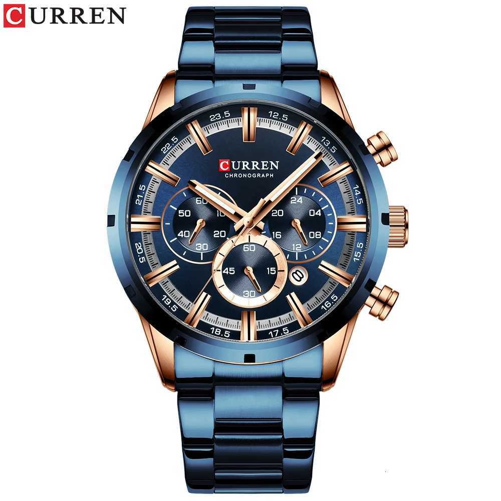 urrent Mens Watch Blue Dial Stainless Steel Band Date Mens Business Male Watches Waterproof Luxuries Men Wrist Watches for Men W250718