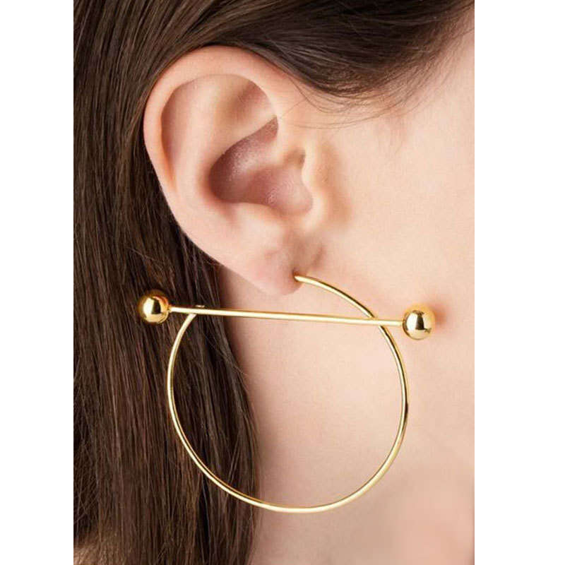 Popular Designer Jewelry C-shaped Alloy Fashion Women Street Style Earrings F9840