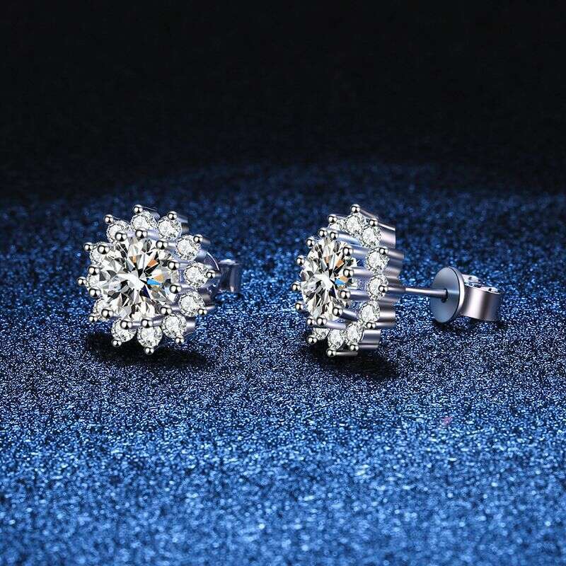 Live S Pure Sier Suower Studs 50 Carat D Color Moissanite Stud Earrings for Women d95