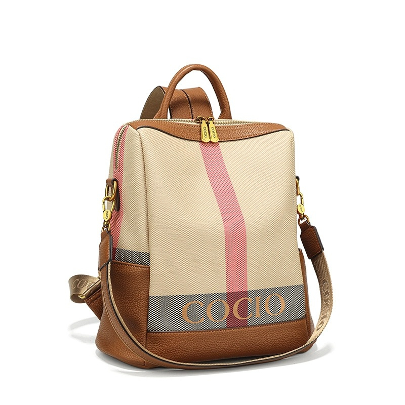 COCIO designer Grid patterned large capacity fashionable casual backpack mens and womens multifunctional travel bag