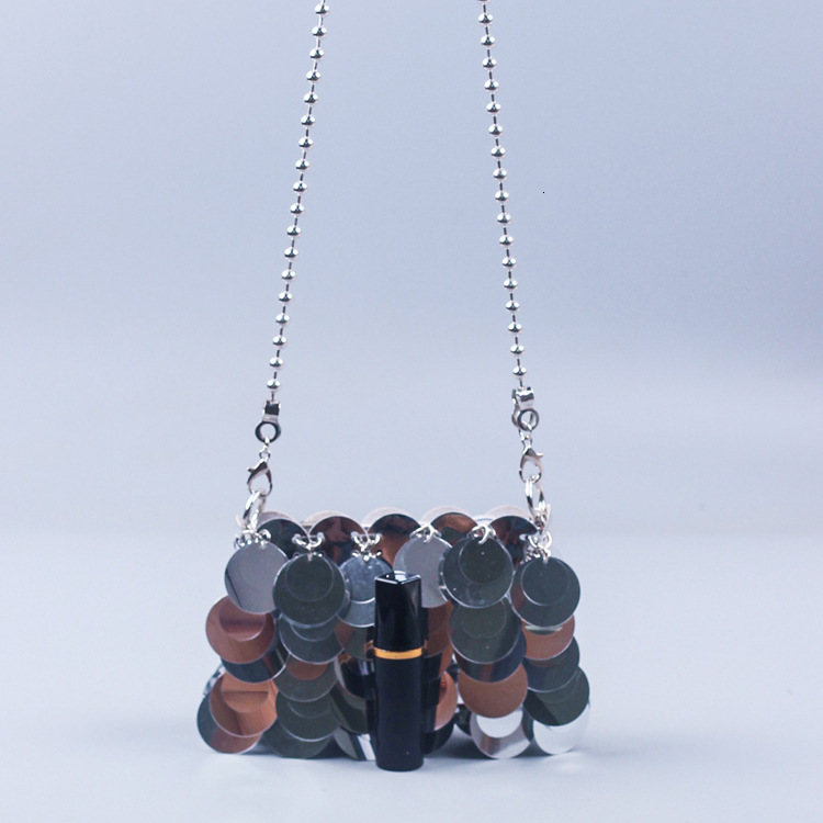 Handmade Woven Bag for Women's Retro Fashion Designer Bag Metal Chain Crossbody Shoulder Mini Bag