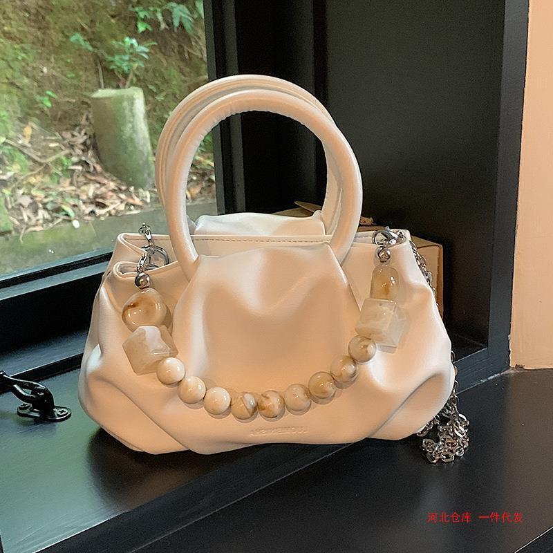 Summer new women's shoulder crossbody bag Summer new women's pleated handbag New designer bag New solid color pleated cloud bag New designer