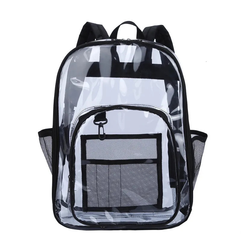 Large Heavy Duty Clear Backpack Transparent PVC School Stadium Tracel Multifunctional Waterproof Knapsack 250714