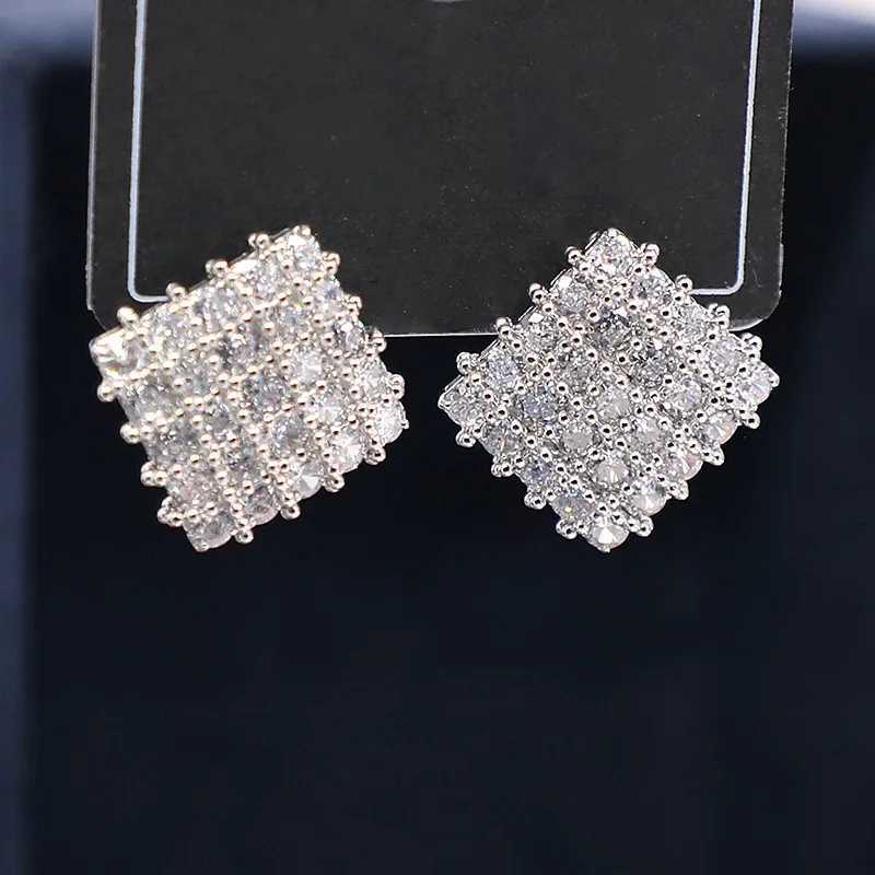 925 Sterling Silver Geometric Lab Diamond Stud Earrings Party Wedding Earrings for Women Men Promise Birthday Jewelry Gift XJ250718
