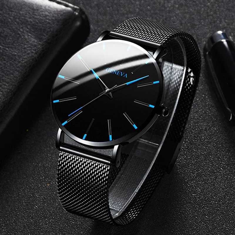 Minimalist Mens Fashion Ultra Thin Watches Simple Men Business Stainless Steel Mesh Belt Quartz Wrist Watch Relogio Masculino W250718