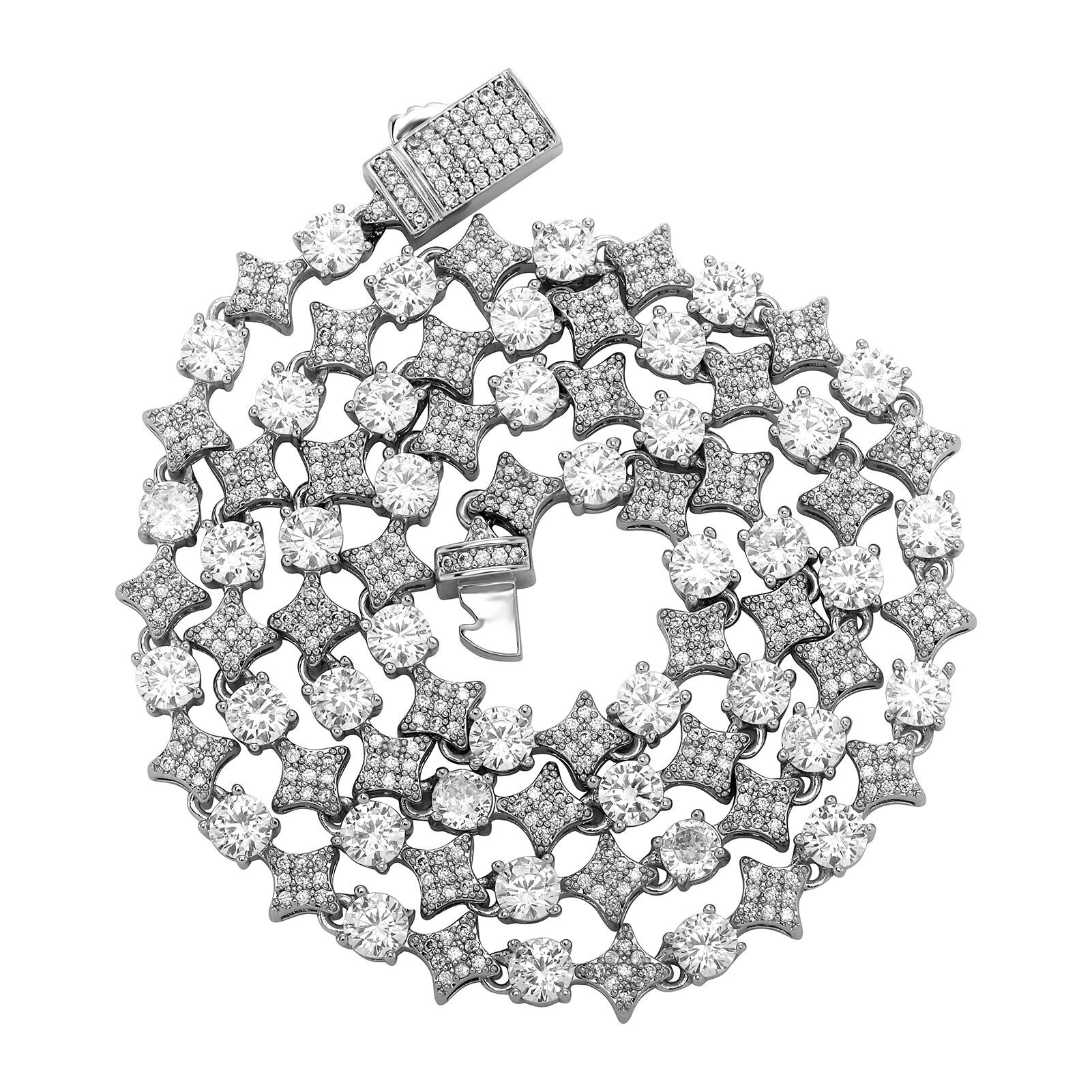 4mm 6mm Iced out Star Studded Hip Hop Tennis Chain Necklace 8mm Luxury Moissanite Starburst Bracelet Anklet Bling Bling Jewelry