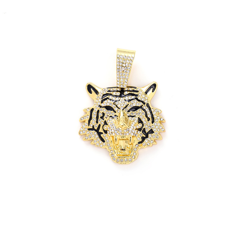 New Alloy 3D Full Dia Pendant Cuban Necklace Men's Hip-Hop Cool Niche Tiger Jewelry ddmythur