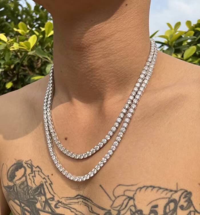 Cheap Price Hip Hop Jewelry 3MM 4MM 5MM 6.5MM GRA Certificate S925 Silver Vvs1 D Color Diamond Moissanite Tennis Chain Necklace