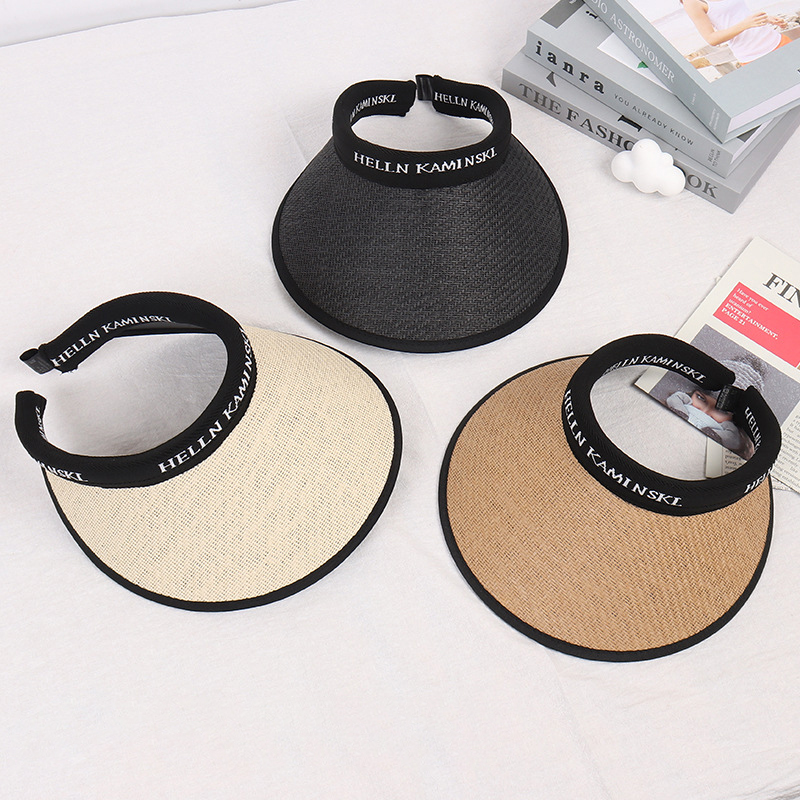 Summer travel folding beach hat versatile empty top hat cycling sports sunshade straw hat no top sun hat wholesale