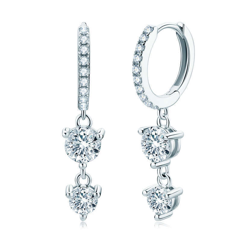 Ins Style Long Tassel Moissanite Earrings for Women High-end Pure Sier Jewelry