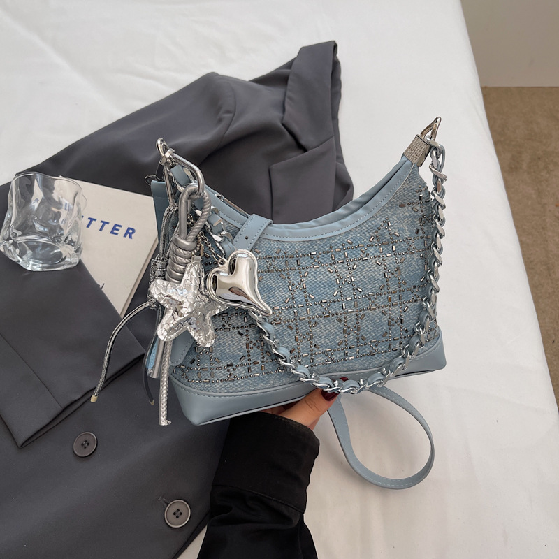 2025 Summer new women's shoulder crossbody bag chain bag denim armpit bag summer commuting shoulder bag new designer bag new designer luxury bag