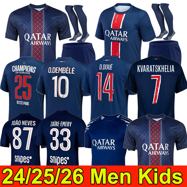 25 26 DEMBELE Soccer Jerseys Kvaratskhelia Maillot fourth HAKIMI 2025 enfants football shirts kits Equipment VITINHA Zaire Emery BARCOLA PARIS Fourth jerseys
