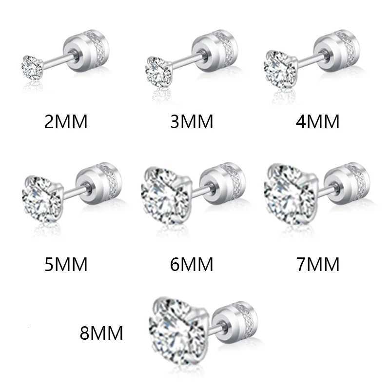 2 Piece Medical Stainless Steel Crystal Zircon Ear Studs Earrings Tragus Cartilage Hypoallergenic Screws Piercing Jewelry XJ250718