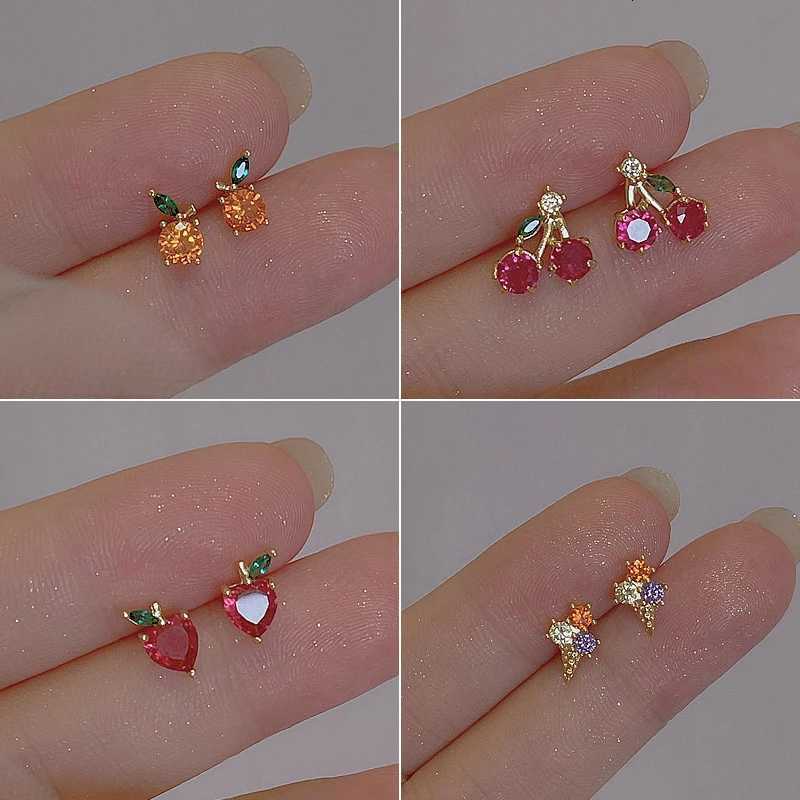 Sweet Lovely Orange Cherry Hypoallergenic Ear Piercing Stud Earrings for Women Fruit Small Earrings for Jewelry Unique Gifts XJ250718